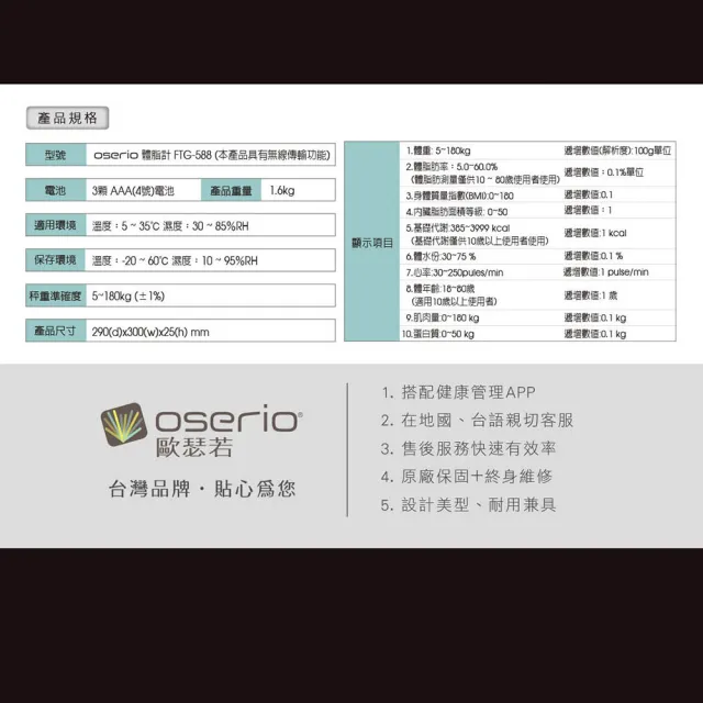 【Orange Plus 悅康品家】樂活_體重計_電子秤_體脂計(FTG-588)