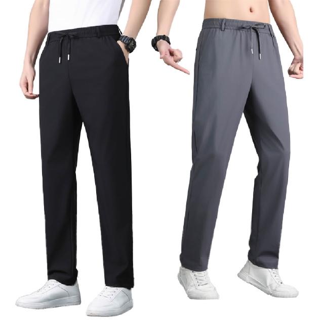 【GODSON】男女款 冰絲涼感長褲 男女款 工裝工作褲(後口袋拉鍊 輕薄純色涼感速乾長褲)