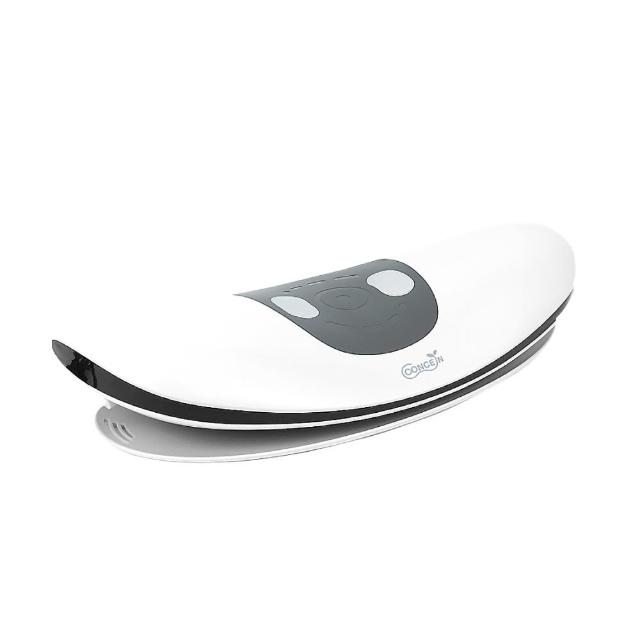 人體工學設計的腰部舒展機，具備氣囊託舉抬升、左右搖擺放鬆功能，提供2種模式與3段恆溫熱敷，附遙控器，輕便易用，適閤家用按摩與腰部護理