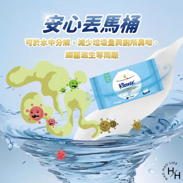 【Kleenex 舒潔】4箱共56包 濕式衛生紙(46抽x56包共4箱)