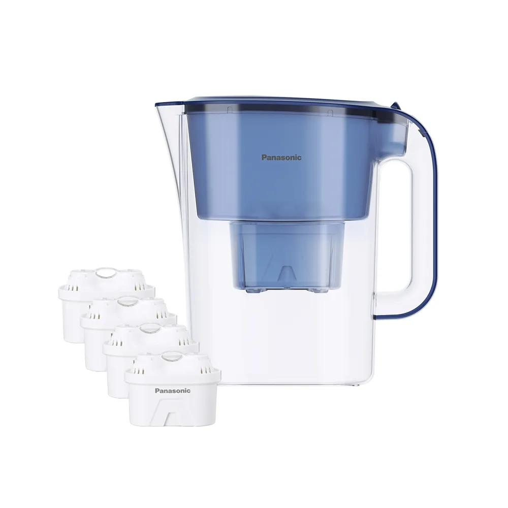 【Panasonic 國際牌】3.5L雙口速淨濾水壺-藍 共1壺4芯(藍TK-CNP55-A-3)
