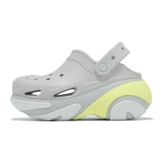 【Crocs】洞洞鞋 Bubble Crush Clog 男女鞋 貝殼泡芙 厚底克駱格 大氣灰 卡駱馳(2100611FT)
