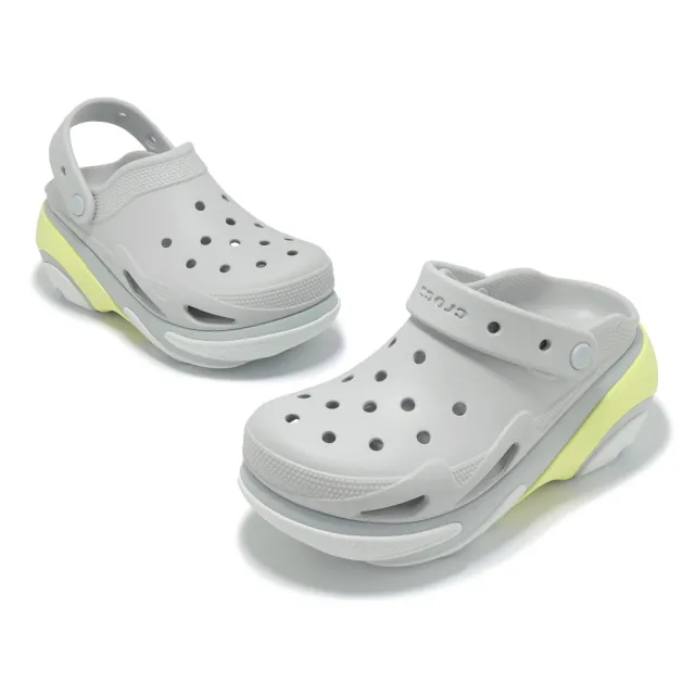 【Crocs】洞洞鞋 Bubble Crush Clog 男女鞋 貝殼泡芙 厚底克駱格 大氣灰 卡駱馳(2100611FT)