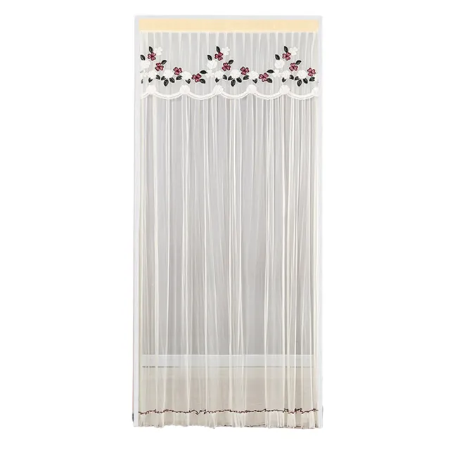 【嵐楓居家】單層蕾絲刺繡防蚊門簾95*200cm(蕾絲刺繡防蚊/門簾/風水簾/長門簾/穿桿門簾)