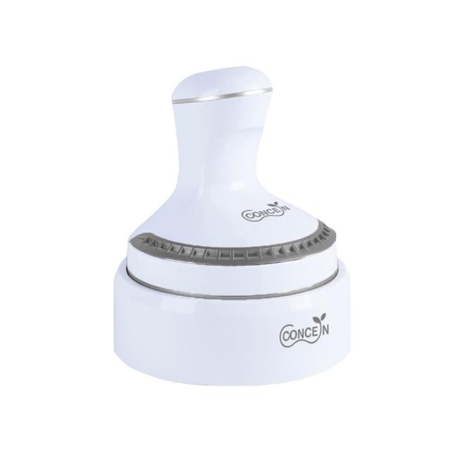 Concern康生 CON-131 頭部按摩機，採用轉動式按摩方式，內建溫熱功能，可針對頭部、肩部、背部、腰部、手臂、腹部、臀部、小腿及手掌等多處部位提供舒緩按摩。尺寸僅12x12x15cm，重量0.45kg，充電式電源設計，便於攜帶使用。5W低功率，適合居家日常保健，1年保固，中國製造白色系款式，為個人衛生用品確保清潔安全。