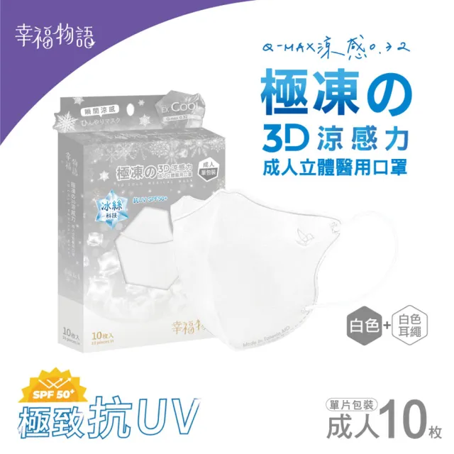 【BenQHealth 明基健康生活】幸福物語 極凍舘3D立體醫療口罩10片/盒x4盒(瞬間涼感 成人、XL雙尺寸)