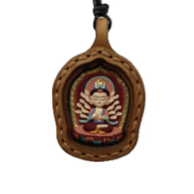 【藏古祥館】千手觀音香灰唐卡B0122(千手觀音 唐卡 生肖屬鼠 平安 吉祥)