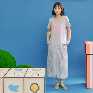 【Dailo】異素材口袋中長裙(淺藍 深藍 灰/魅力商品)