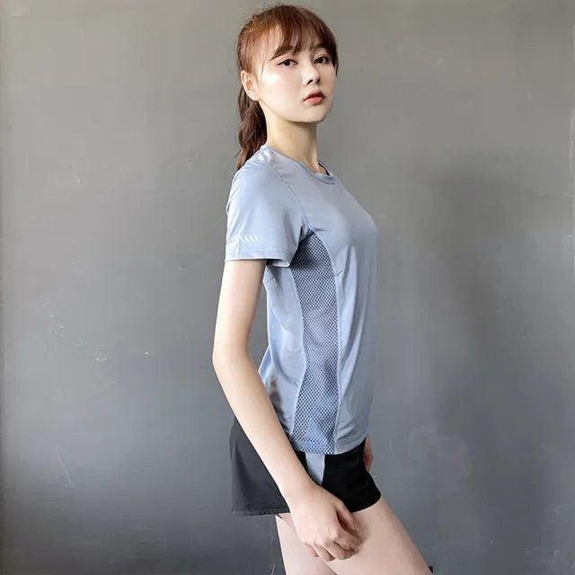 【STizi 史堤茲】簡約顯瘦網紗上衣 運動服 瑜珈服(SK-042)