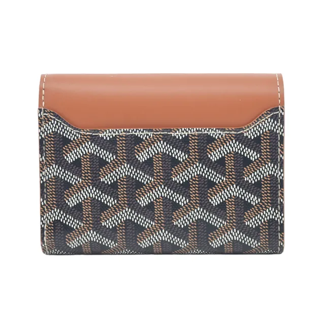 【GOYARD 高雅德】拼接塗料帆布三折短夾(黑棕)