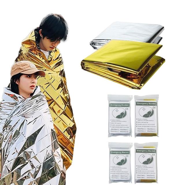 【JHS】二入組 急救保暖毯 加大160x210cm 登山露營急救毯  救生毯 鋁箔保溫毯 野營求生裝備(救生毯)