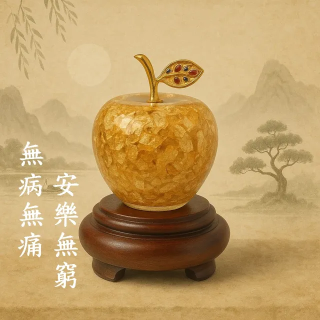 【盛硯莊佛教文物】中號開運平安金蘋果(金生水起平安吉祥)