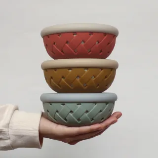 【MEROWARE】TAMI 不鏽鋼兒童隔熱碗/贈MIT 316湯匙(萬用編織碗/幼兒園必備/高質感三色)