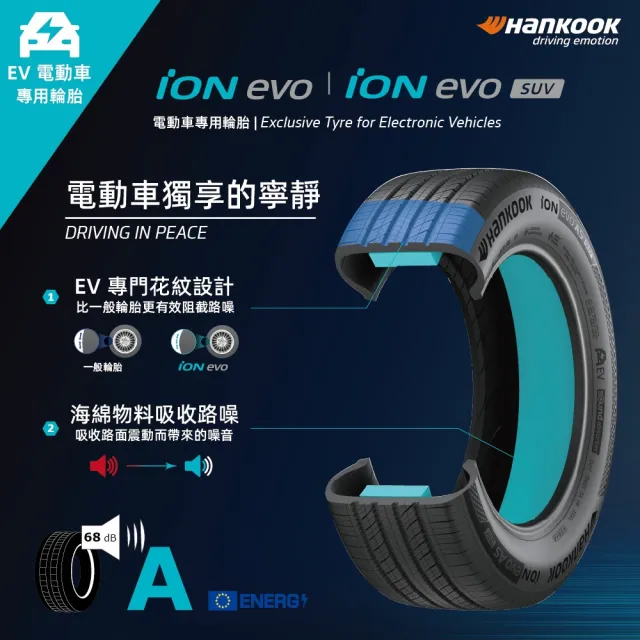 【Hankook 韓泰】iON evo AS IH01A 235/50/20吋SUV EV 電動車胎 二入組 奧迪 e-tron(安托華)