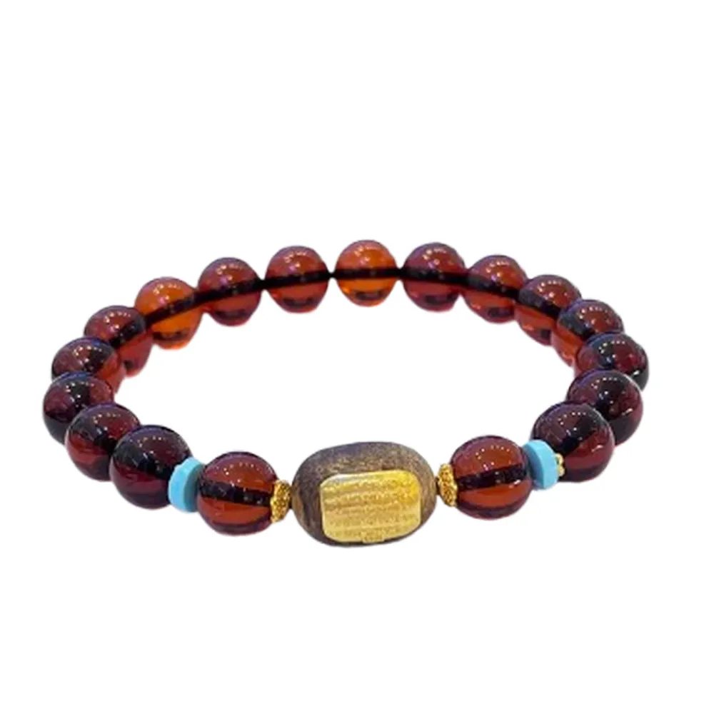 【勝弘珠寶】淨水血珀配沉香手串-8MM