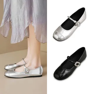 【ChouChou】輕盈少女瑪莉珍平底鞋-黑/銀 CH2203(瑪莉珍鞋/樂福鞋/小皮鞋/娃娃鞋)