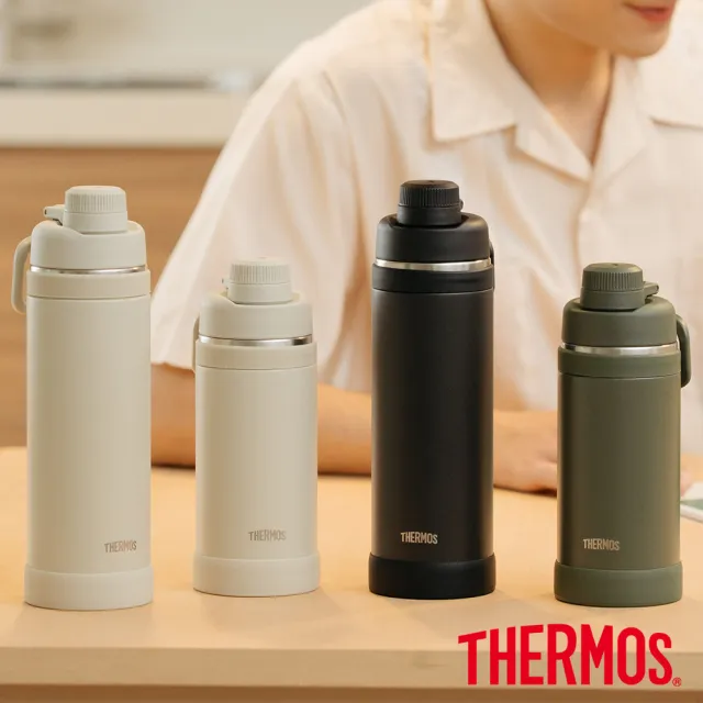 【THERMOS 膳魔師】可進洗碗機可提式設計不鏽鋼真空保溫瓶1000ml(FJU-1000)