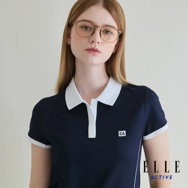 【ELLE ACTIVE】女款 經典百搭撞色領短袖POLO衫-深藍色(EA25S1W1103-39)