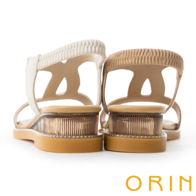 【ORIN】波希米亞水鑽真皮涼鞋(米色)