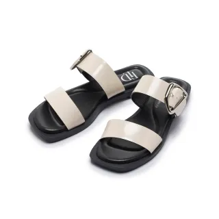 【FAIR LADY】軟實力 時尚方楦一字帶平底涼拖鞋(奶油、1B3019)