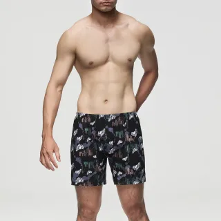 【Mr. DADADO】都會騎遊 M-3L印花四角男內褲 天然絲光棉-吸濕排汗-GHQ515BL(黑)