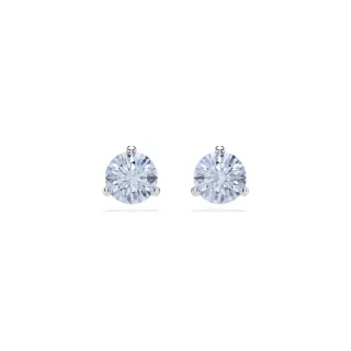 【SWAROVSKI 施華洛世奇】Solitaire 耳釘 圓形切割 藍色 鍍白金色