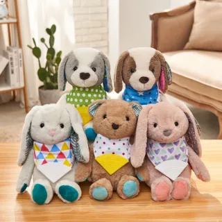 【Qbibiya】輕系列-B.Toy美國動物安撫娃娃圍兜禮盒(新生兒滿月禮盒彌月禮盒可客製刺繡禮)