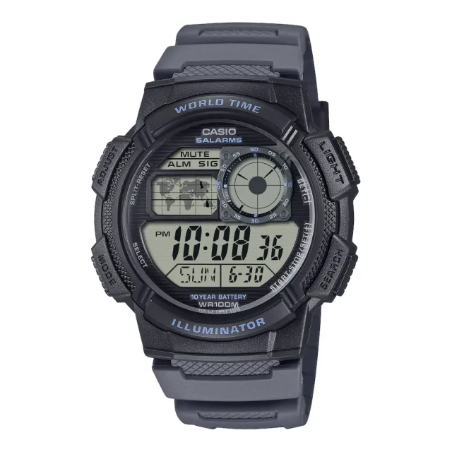 【CASIO 卡西歐】世界地圖電子錶(AE-1000W-8A)