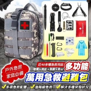 【Zhuyin】天然災害預防 萬用緊急救難避難包 地震 防災 急救(背包、三頻哨、雨衣手套、急救毯 20合1)