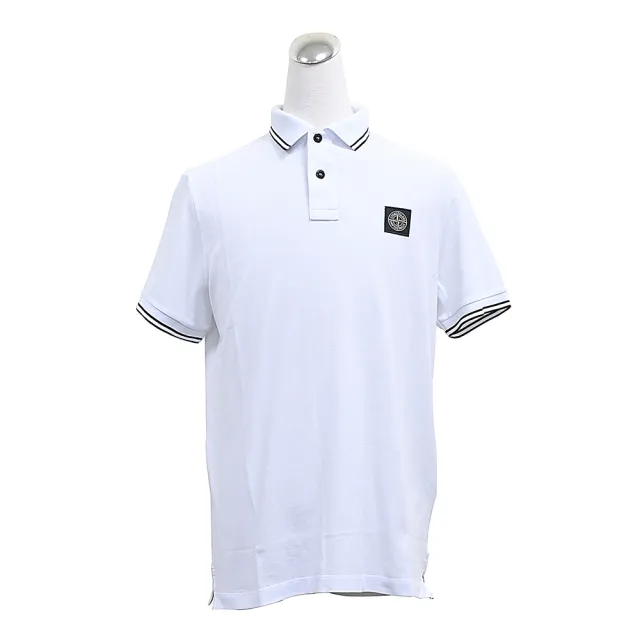 【Stone Island】Stone Island 石頭島男士棉質短袖Polo衫(白)