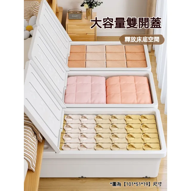 【歐德沐】大容量床底收納箱 101*51*13cm 加厚用材(儲物箱 整理箱 書櫃 衣櫃 置物櫃 玩具收納箱 預購15天)