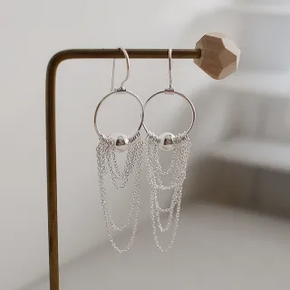 【BLUMA】垂墜流蘇耳環 愛琴海婚禮純銀耳環(925純銀 生日垂墜大耳環 高貴