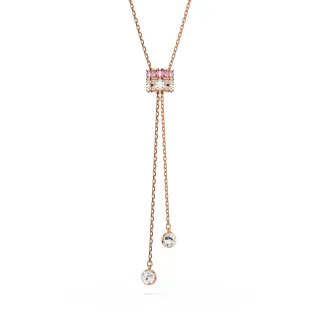 【SWAROVSKI 施華洛世奇】Connexus Y字形鏈墜 混合式切割 Love is around 粉紅色 鍍玫瑰金色(情人節禮物)