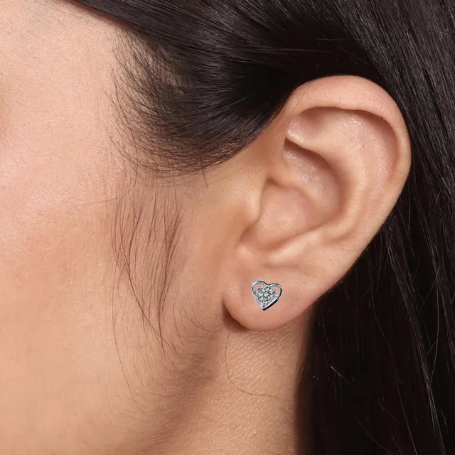 【Luster】年貨節!愛心 30分D/VS 培育鑽 純銀 鑽石耳環(培育鑽石x2總重0.60克拉)