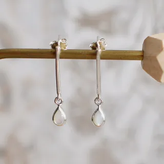 【BLUMA】優雅女生耳環 哈瓦那之光純銀耳環 珍珠母貝(寶石水滴垂墜式925 