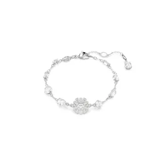 【SWAROVSKI 施華洛世奇】Idyllia 手鏈 混合式切割 雪花 白色 鍍白金色