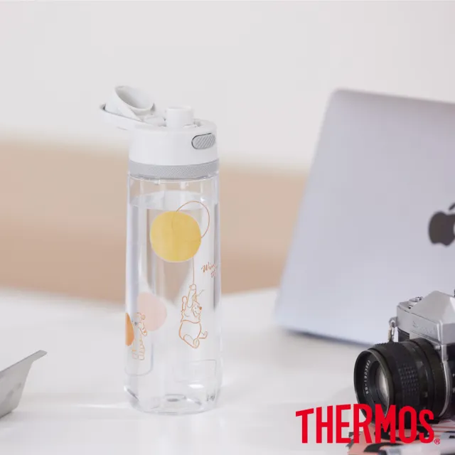【THERMOS 膳魔師】獨家專售_小熊維尼甜甜圈篇彈蓋輕水瓶710ml+不鏽鋼真空杯350ml(TP4329WP+JDG-350WP)