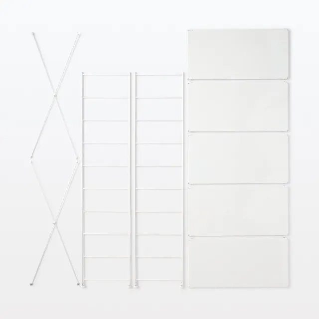 【MUJI 無印良品】SUS鋼製層架組/亮面淺灰/寬/大(大型家具配送)