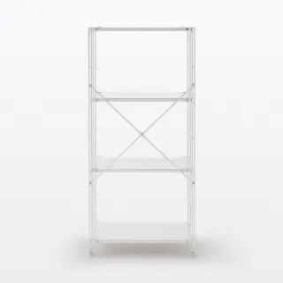 【MUJI 無印良品】SUS鋼製層架組/亮面淺灰/中(大型家具配送)