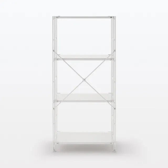 【MUJI 無印良品】SUS鋼製層架組/亮面淺灰/中(大型家具配送)