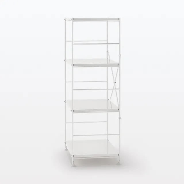 【MUJI 無印良品】SUS鋼製層架組/亮面淺灰/中(大型家具配送)