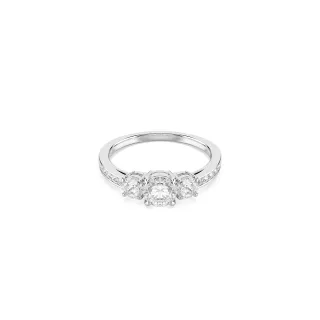 【SWAROVSKI 施華洛世奇】Stilla Attract 戒指 圓形切割 白色 銀色調潤飾