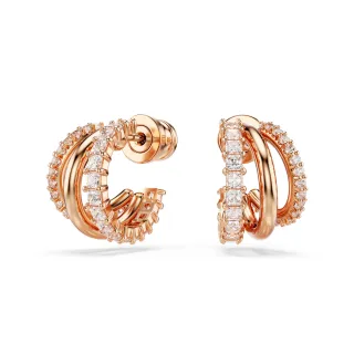 【SWAROVSKI 施華洛世奇】Hyperbola 大圈耳環 混合式切割 迷你 白色 鍍玫瑰金色