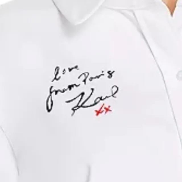 【KARL LAGERFELD 卡爾】Love from Paris襯衫-白(原廠公司貨)