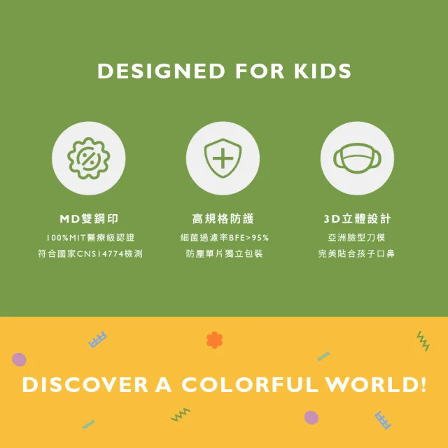 【康菲COMFIZ】康菲幼幼3D立體醫療口罩/共三盒(1-3歲適用/多款獨家設計花色/無鼻樑條)