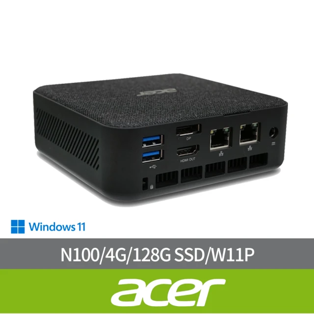 【Acer 宏碁】羅技鍵鼠組★RB102 四核迷你電腦(RB102/N100/4G/128G SSD/W11P)