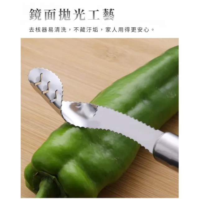 不鏽鋼切辣椒去芯器2入(去芯器 去核器 去籽 削核刀 挖孔 工具 廚房 廚具 蔬果)