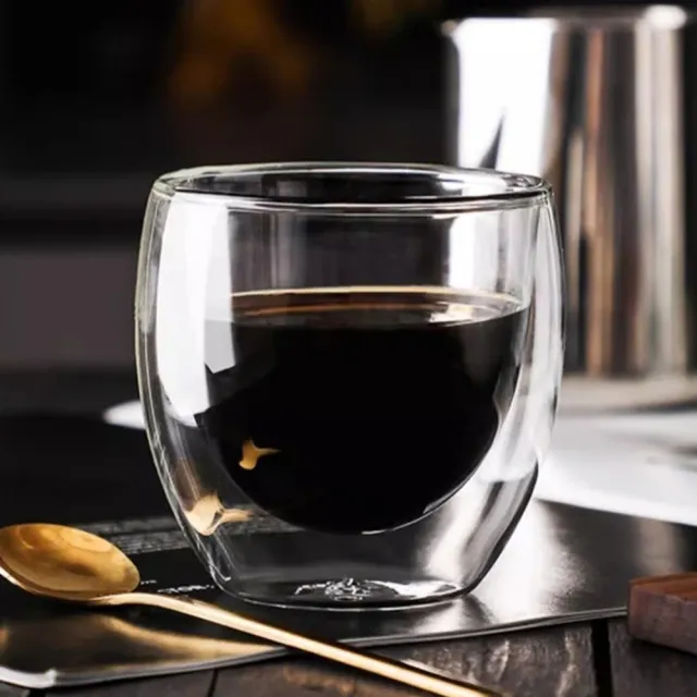 【LEESA】雙層玻璃杯\透明水杯\隔熱杯\雙層\蛋形杯\冷飲杯\入厝禮\咖啡杯\杯子\水杯\玻璃杯\一組兩入