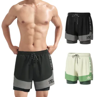 【Sumfun】雙層寬鬆兩用沙灘游泳褲 男士泳褲 溫泉泳褲 四角泳褲 沙灘褲 平角泳褲 速乾運動短褲(水陸兩穿)