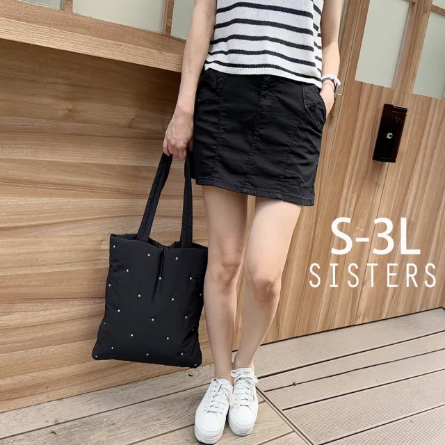 【SISTERS】跟著韓妞穿~顯瘦百搭丹寧褲裙 短裙/S-3L(牛仔裙/顯瘦/短褲/裙裝/丹寧/裙子/下著)